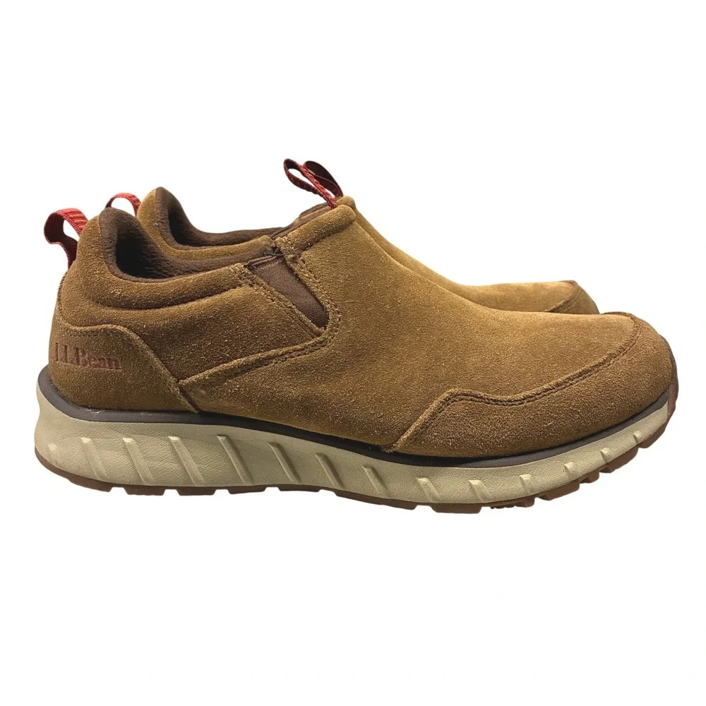 LL Bean Insulated Suede Slip On Shoes Mens 8 Brown Walking Trail Mocs Casual